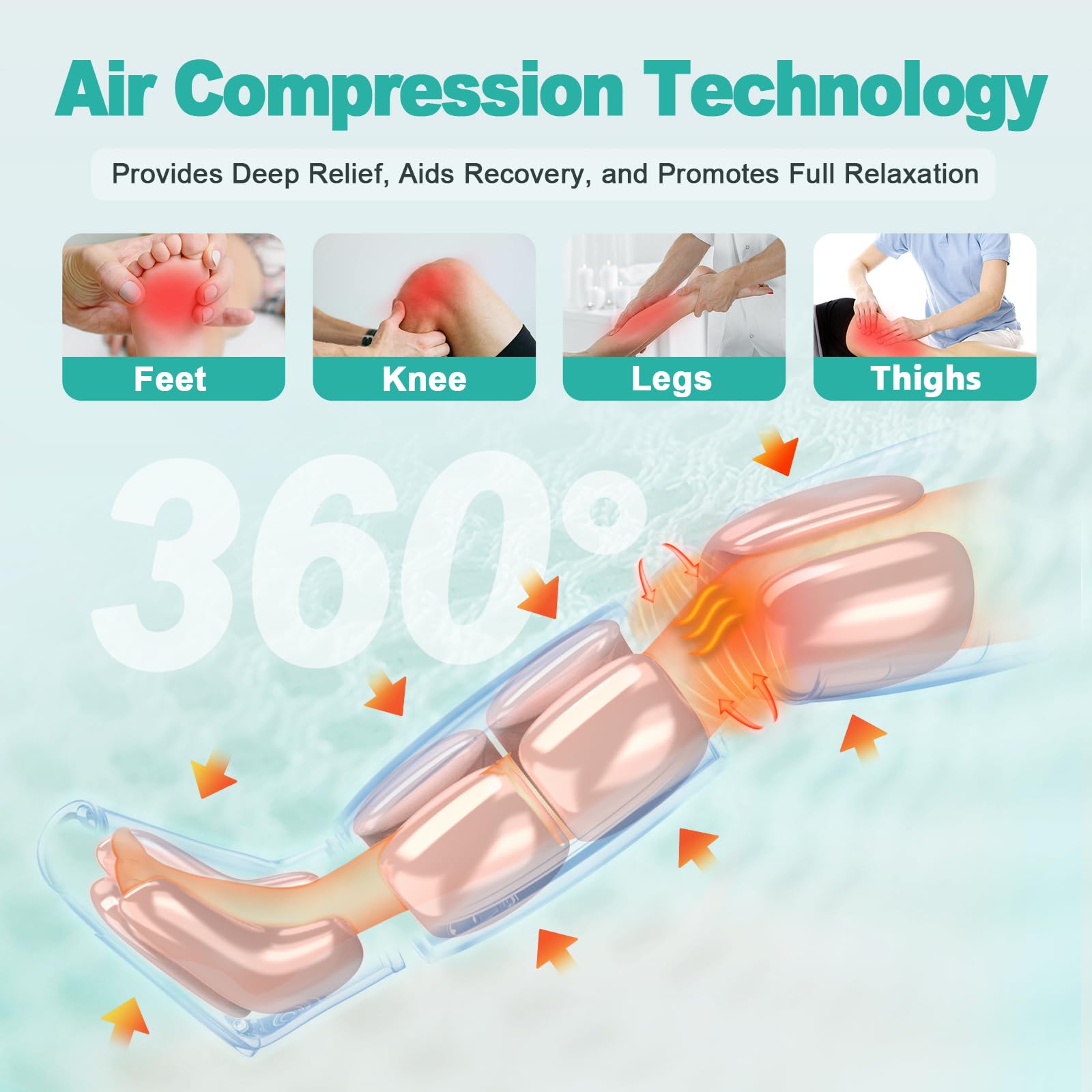 Leg Massager For Circulation And Pain Relief Fsa Hsa Eligible, Air Compression Foot Massager With 3 Heat Levels 4 Modes, 4 In 1